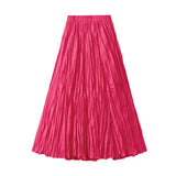 Light Luxury Light Pressure Folded Skirt Women's Spring And Autumn New Station Big Swing Thin Folded A Skirt 0323