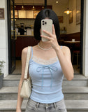 Pure Desire Gentle Bm Wind Lace Side Bow Lady Sling Vest In Summer To Put On The Bottom Of The Small Coat Wear