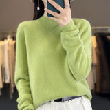 Wool Blending 2026 Autumn And Winter New Women's First-Line Ready-Up Seamless Half-High Collar Soft-Knitted Bottom Sweater