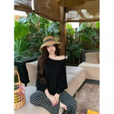 Lazy White With Long-Sleeved T-Shirts For Spring Bat Sleeves Casual Sunscreen Shirts For T-Shirts