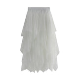 Irregular Mesh Dress Women's Long Mid-Term 2025 Spring New Yarn Skirt High-Waisted Thin Skirt 8063