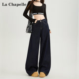 Dark Blue Tanning Straight Jeans Women's Autumn 2025 Trend With New High-Rise Thin Loose Leg Pants
