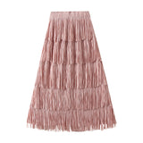 High-End Folded Tuxedo Skirts Women's Summer New Fried Street Niche Temperament With Thin Half Skirt 0666