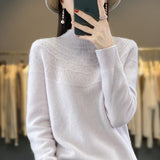 Wool Blended 2026 Autumn And Winter New Women's First-Line Ready-To-Wear Half-High-Necked Scribble Warm Knitted Bottom Sweater