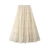 New High-Waist Long Multi-Layer Mesh Splicing Lace Cake Skirt Large Swing Half-Body Dress Female 2113