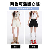 White Cowboy Shorts Women's Summer 2025 Trend With New High-Rise Thin A-Legged Broad-Legged Hot Pants