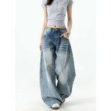 Vintage Light Blue Scissors Jeans Women Spring 2026 New Design Sense Low-Rise Thin-Skinny Broad Leg Pants