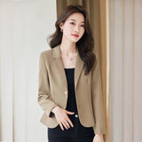 Small Short Casual Blazer Women's Spring And Autumn High-Grade French Temperament Slim Long Sleeve Suit Top