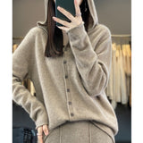 Line Ready-Wear 100% Pure Wool 2026 Autumn And Winter New Women's Short Loose Knitted Open-Shirt Jacket Hooded