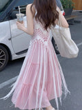 Two Sets Of Women's High-End Pink Gentle Sling Dress Women's Summer New Holiday Wind Seaside Hoodie