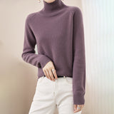 Wool Blended 2026 Autumn And Winter New Women's High-Collar Loose Loose Short-Colored Shoulder Hooded Bottom Sweater Knitting Shirt
