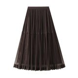 Temperament Hanging Mesh Velvet Velvet Half-Dress Woman's New High-Rise Thin Dress Dress Dress 5203