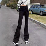 Black High-Waisted Micro-Horn Jeans Women's Autumn 2025 Thin New Burst Spring And Autumn Women's Horseshoe Pants
