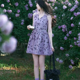 Summer 2025 New This Year's Popular Beautiful Little Short Dress French Purple Belt Sling Dress Woman