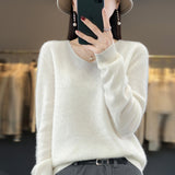 First-Line Ready-Sheed Seamless 100% Pure Wool 2026 Autumn And Winter New Short V-Neck Knitted Bottom Sweater