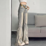 Large-Size Women's Fur Design Water Washes Old Jeans Women Fat Mm High Street Trousers Student Trousers