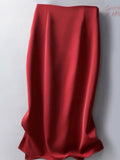 Silk Satin 2026 Spring And Summer Women's New Satin A Skirt Simple Tight Waist-Buffed Fishtail Skirt Half-Body Skirt