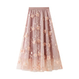 Net Yarn Embroidery Heavy Industry Half-Body Skirt Large-Size Dress 2025 Spring New A Word High-Waist Long Skirt 8692