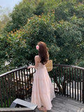 French Romantic Lace Spliced Pink Sling Dress Woman 2025 Summer New Sunscreen Cardigan Two Sets