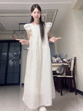 French Gentle Small Flying Sleeve Style Small Flying Sleeve Dress Temperament New Students Summer Sweet Loose Thin Dress