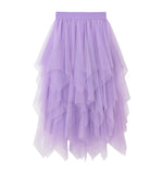 Irregular Mesh Dress Women's Long Mid-Term 2025 Spring New Yarn Skirt High-Waisted Thin Skirt 8063