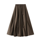 Mid-2025 Autumn New Set Loose Waist Half-Dress Woman Design Sense Irregular Folds A Word Long Skirt 1820