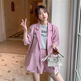 Suit Shorts Suit Women's Summer Leisure Thin Small Net Red Fried Street Design Sense Of Niche Ocean Two Sets